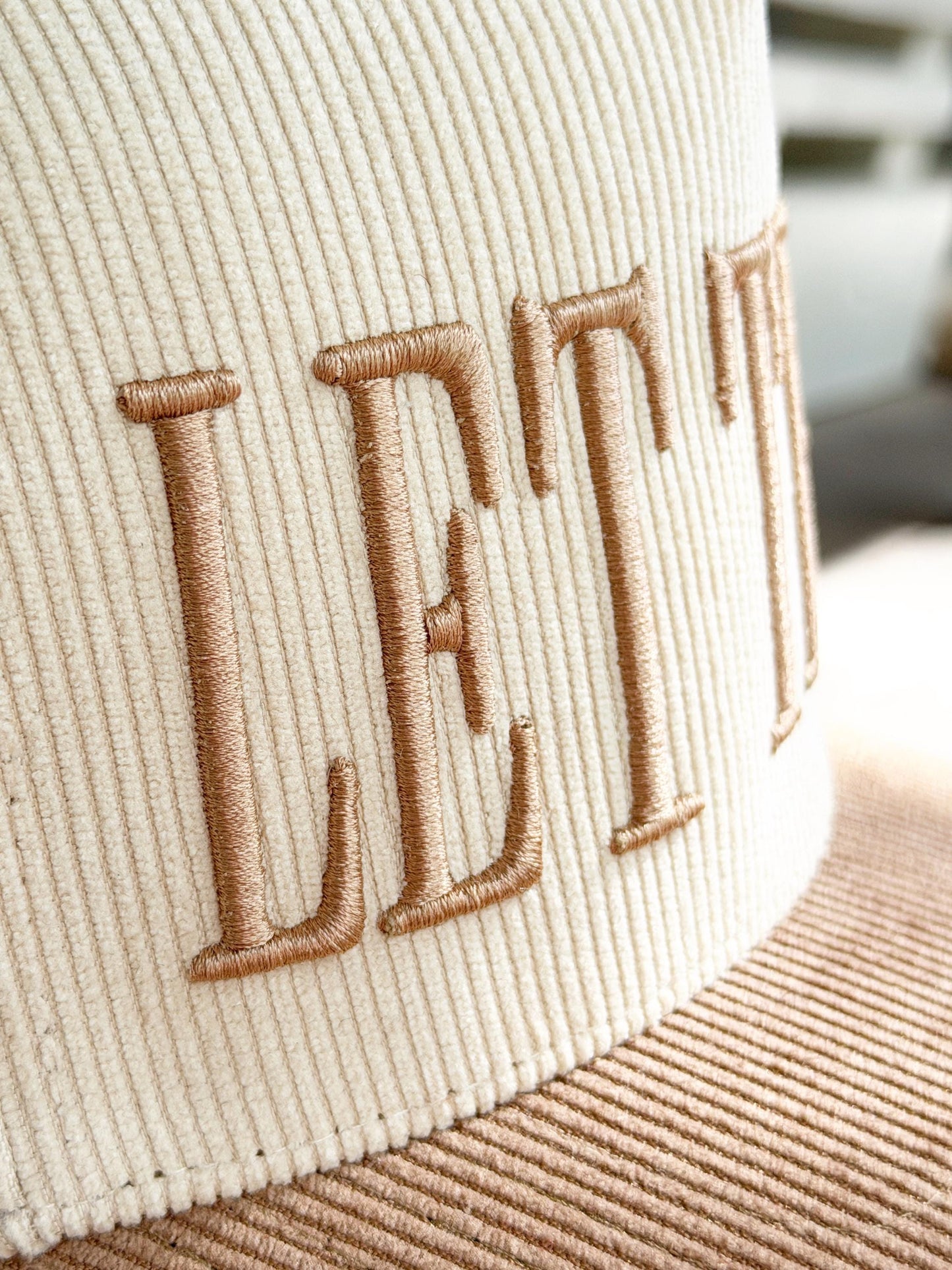 Let Them 3D puff Corduroy Trucker Hat