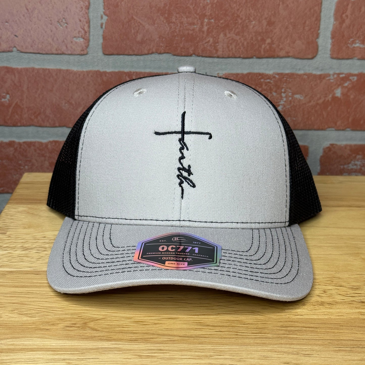 Faith Cross on Outdoor Cap Trucker Hat