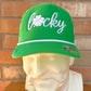 Lucky 3D Puff Foam Green Checkered Mesh Trucker Hat, Embroidered Hat