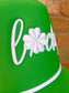 Lucky 3D Puff Foam Green Checkered Mesh Trucker Hat, Embroidered Hat