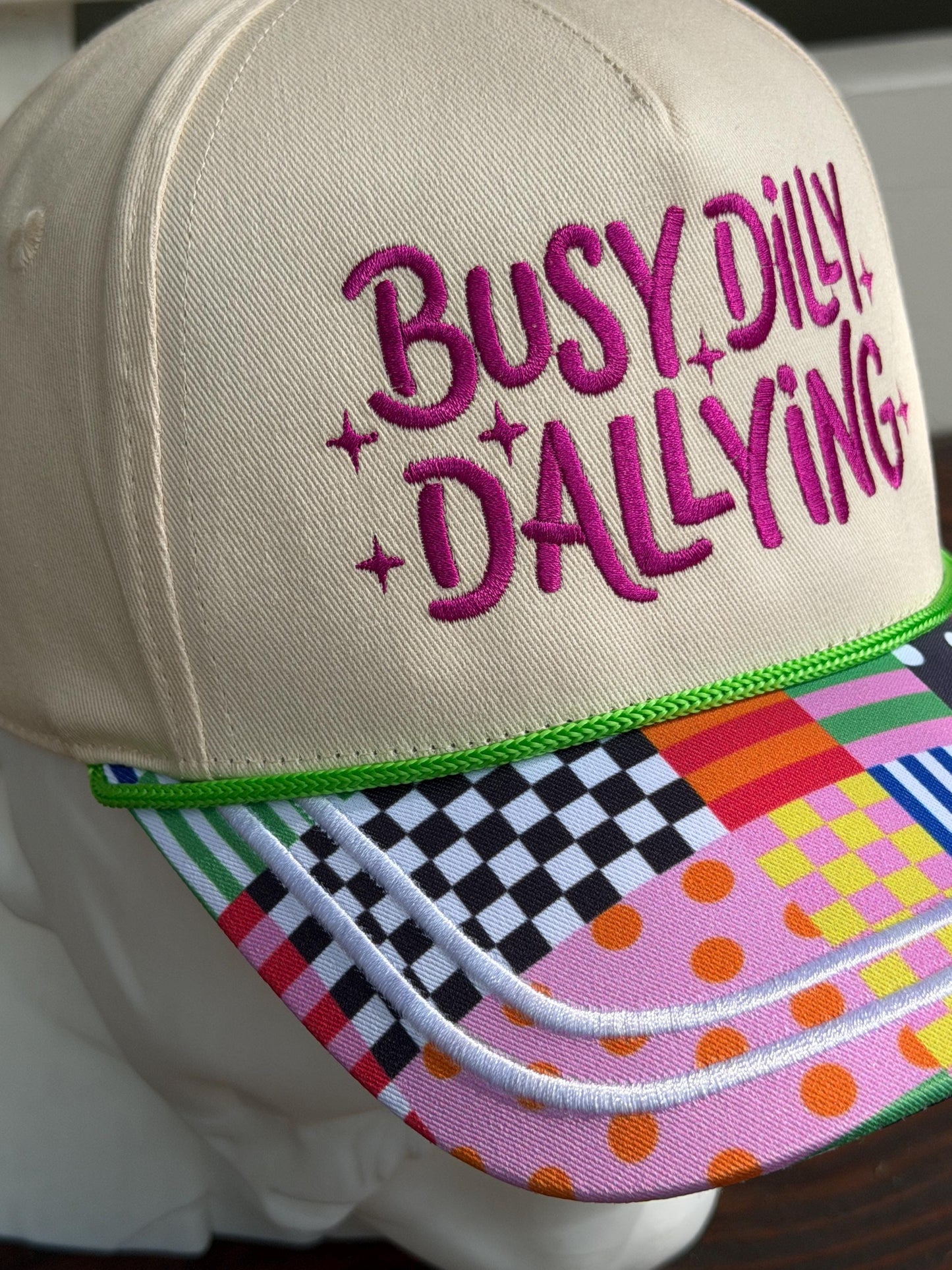 Busy Dilly Dallying Quilt Print Trucker Hat