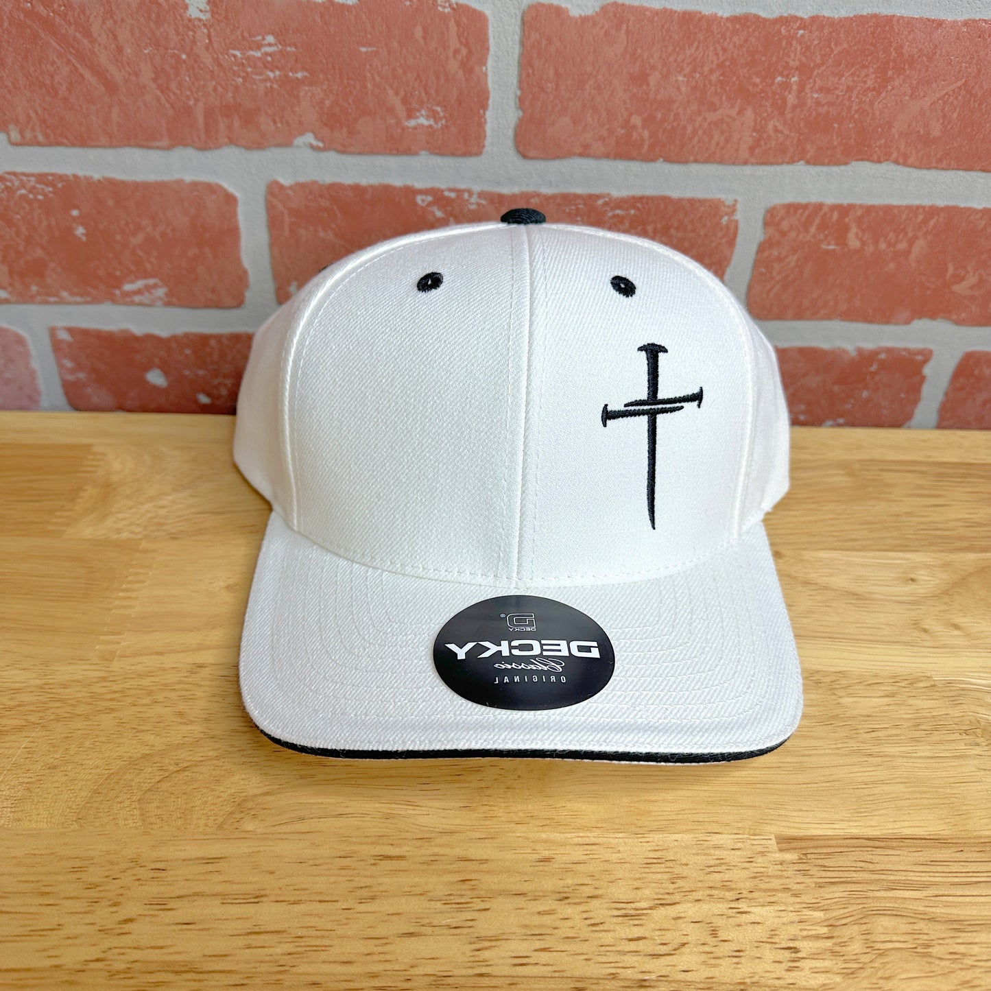 Nail Cross Design on Sandwich Visor Trucker Hat