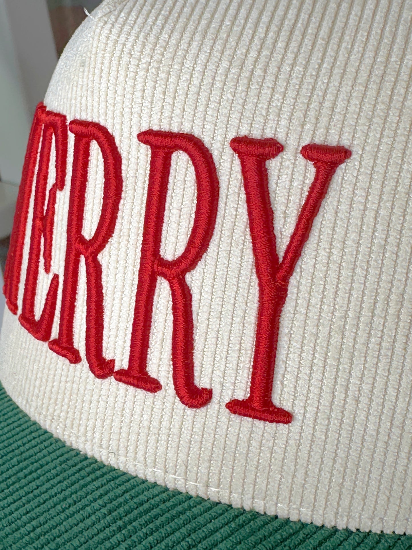 Merry 3D Puff Embroidered Corduroy Hat