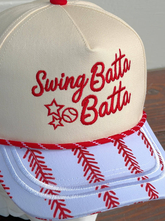 Swing Batta Batta Baseball Print Trucker Hat