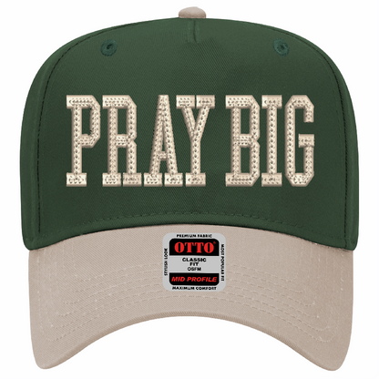 Pray Big Textured Puff Embroidered Canvas Trucker Hat